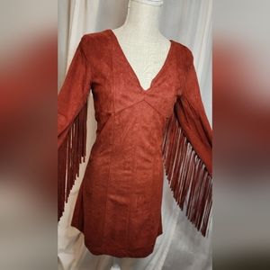 NWOT By Together Faux Suede Fringe Dress Size Small